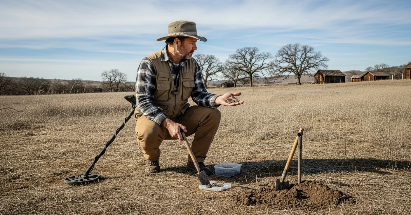 Man finds some coins by detecting in Allensworth State Historic Park Vicinity.