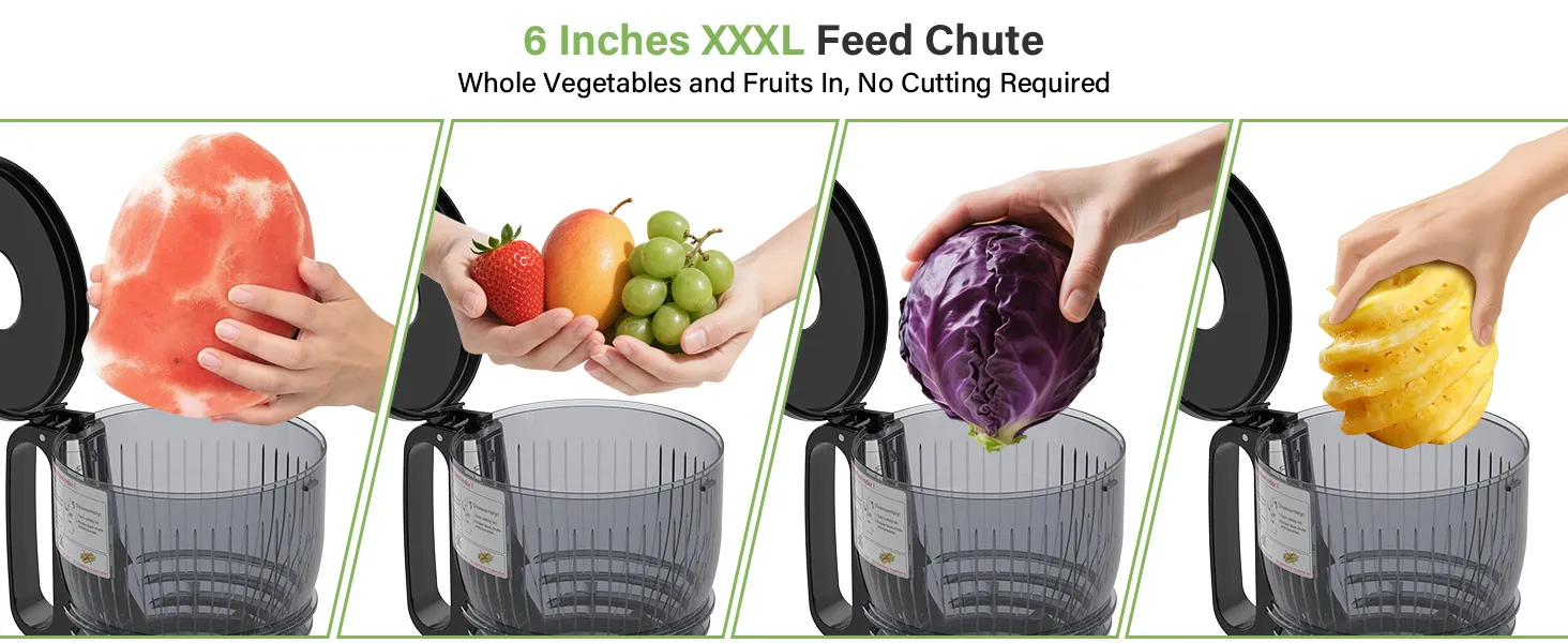 How big the fruit and vegetables can be put in.