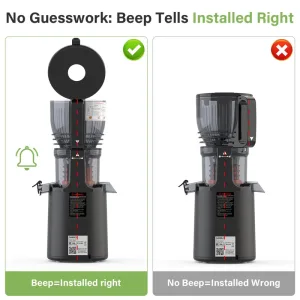 A Black juicer with sound prompt funciton.