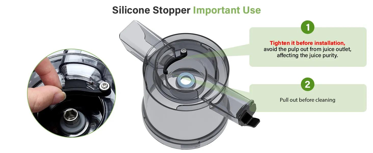 The important parts of the cold press juicer,