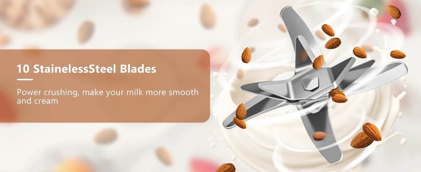 Dispaly powerful blaze for ommo nut milk maker.