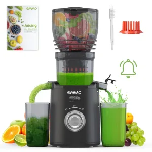 A black juicer is making healthy green juice.
