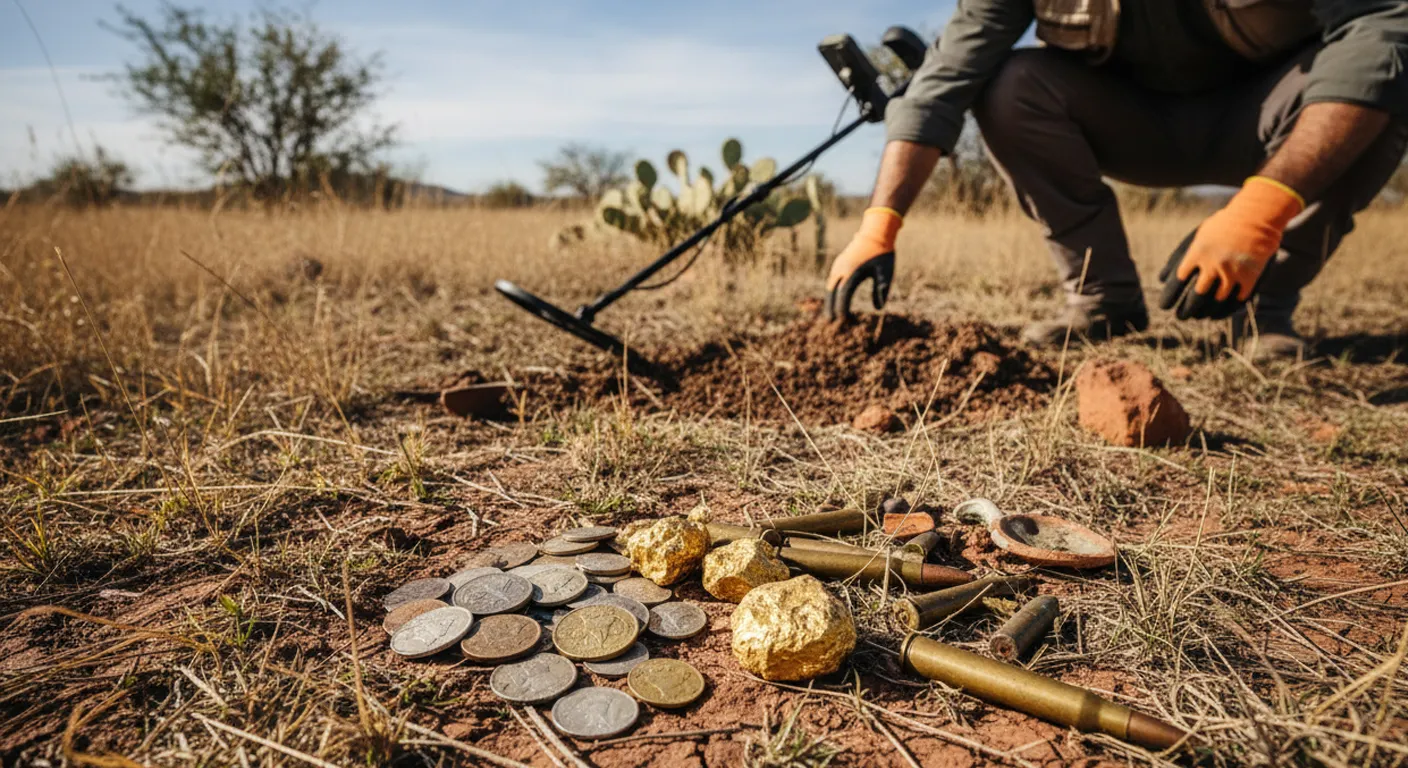 Old coins, gold nuggets and bullet points are hunted in Texas.